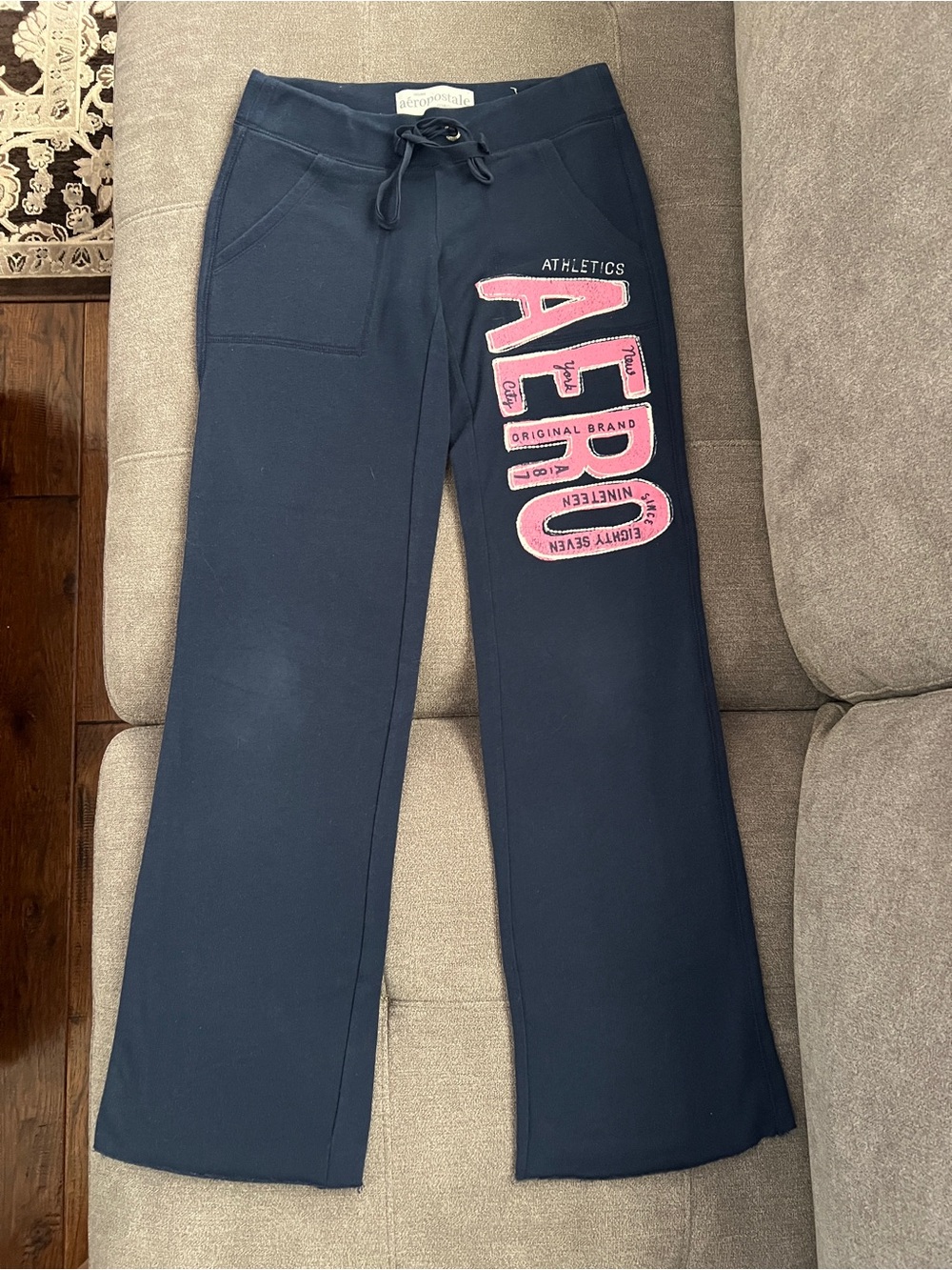 Aeropostale Navy Sweatpants with Pink AERO Graphic